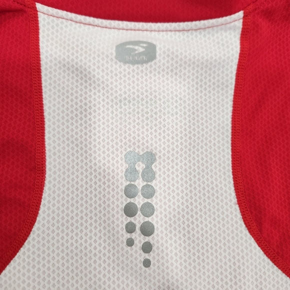 Sugoi Cycling Jersey Crew Neck Shirt Red White Zip Back Pocket Mens Large - Picture 4 of 11